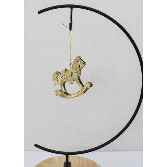 GOLD PLATED ROCKING HORSE CHRISTMAS ORNAMENT - Picture 4 of 4